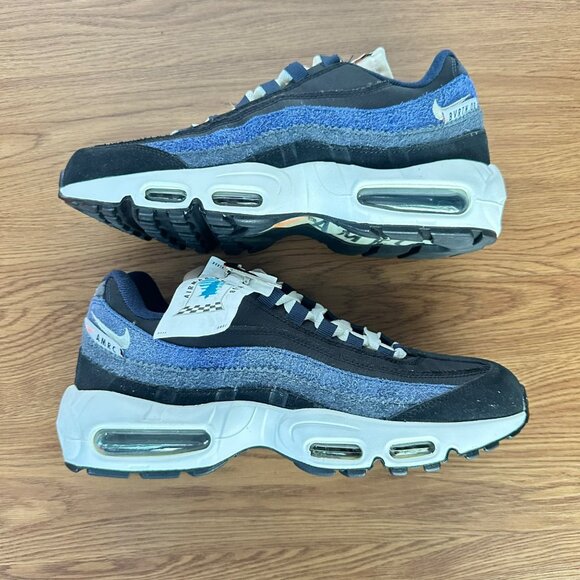 Rare Nike Air Max 95 SE Club Sz 8.5 Mens Shoes Running Black Royal Blue DH2718-0 - Picture 2 of 11
